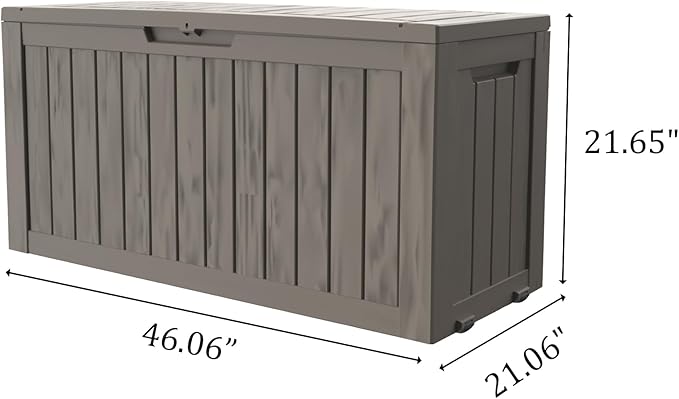 75 Gallon Deck Box, Resin Outdoor Indoor Waterproof Storage Box, Lockable Storage Box With Handle for Patio Furniture - Garden Tools - Swimming Pool Tools UV-Resistant, Brown
