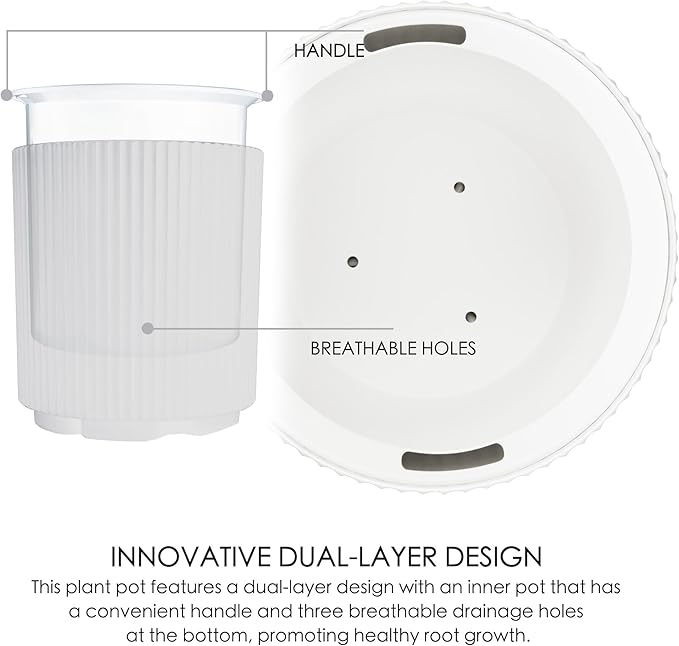 Kozyard Round Planter 16’’H Plant Pots for Indoor Outdoor Porch, Patio, Backyard Planters with Water Reservoir Modern Décor for Tall Plants, Flowers (16inch/White)