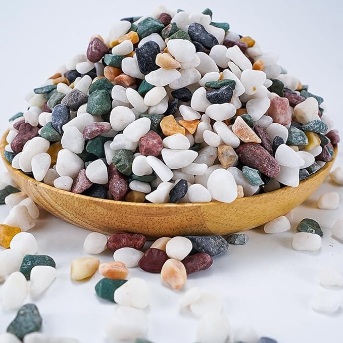 TOYPOPOR 6LB Succulent and Cactus Gravel Pebbles, 1/5 Inch Natural Decorative Polished Stones, River Rocks for Plants, Vases, Aquariums, Terrarium and Outdoor Gardening, Mixed Color