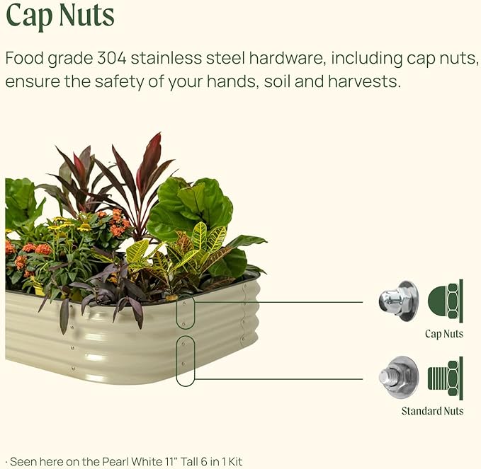 Vego garden Raised Garden Bed Kit, 11" Tall 4 in 1 Modular Metal Raised Garden Beds Kit, Metal Planter Box for Vegetables, Flowers, Herbs, British Green