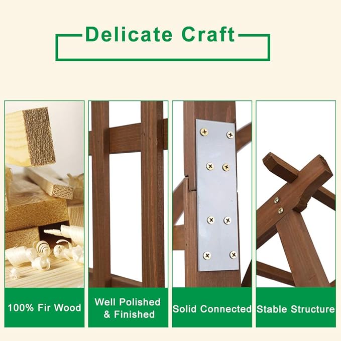 VINGLI 85in Wooden Arbor Garden Arch, Wedding Arch for Ceremony, Wood Trellis for Plant Climbing, Christmas Decor Pergola for Garden Backyard, Lawn (Brown)