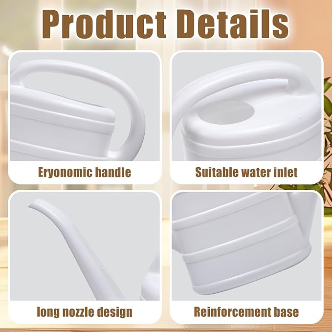 Watering Can - for Indoor Plant Garden - 1/3 Gallon - White