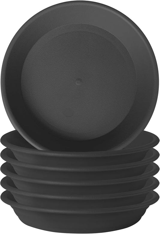 6 Pcs Plastic Plant Saucer 5", Singe Size, Thick Strong 6 8 10 12 inch Potted Plant Water Catcher Tray for Indoors, Planter Pot Saucer Flower Base Bottom Drainage Drip Tray Dish Plate Outdoor