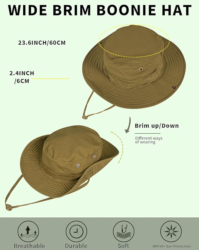 Sun Hats for Men Women Bucket Hat UPF 50+ Boonie Hat Foldable UV Protection Hiking Beach Fishing Summer Safari