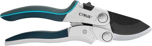 CYRUS Pruning Shears for Gardening,8" Pruning Shears Heavy Duty Wheel Effortless Pruning Non Stick Coating Blade with Anti Slip Handle Scissors Widely Used for Gardening, Hydrology, Grow Tents