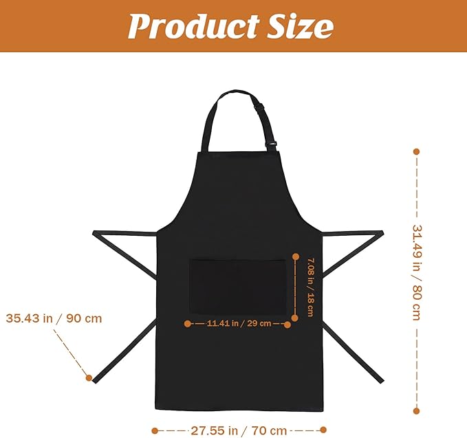 4 Pack Adjustable Apron, Black Apron with 2 Pockets, Machine Washable Apron Perfact for Cooking, Grilling, Dishwashing, Restaurant Work, Best Assistant for Chef Waiter Artist