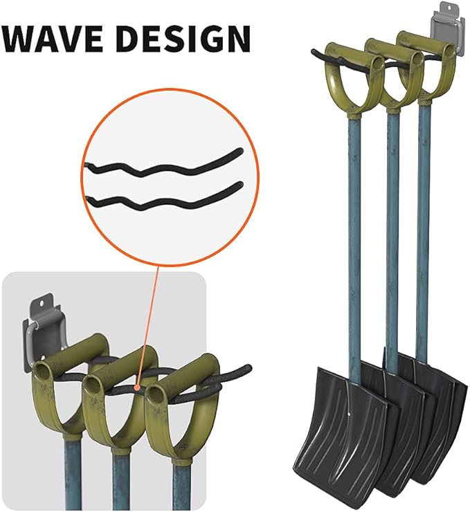 TORACK Garage Hooks Tool Organizer, 4 Pack Heavy Duty Steel 12" Wave Hooks, Wall Mount Garage Storage Utility Hook for Car Tires, Ladder, Chairs, Power Tools, Garden Tools