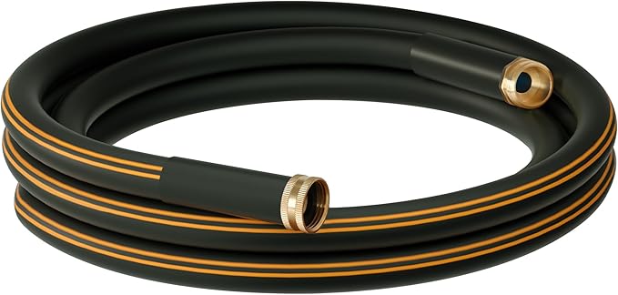 Atlantic Heavy Duty Garden Hose 8 ft x 5/8 Inch Black Color, Short Connection Leader Hose with Solid Brass Connectors (8 Feet)