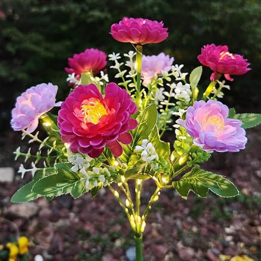 Garden Solar Lights Flowers, Automatic Lighting at Night, Waterproof Garden Decor for Yard Patio Pathway Lawn, Gardening Gifts for Women, Christmas Decoration, 7 Flowers (Snow Lotus - Purple, 1)