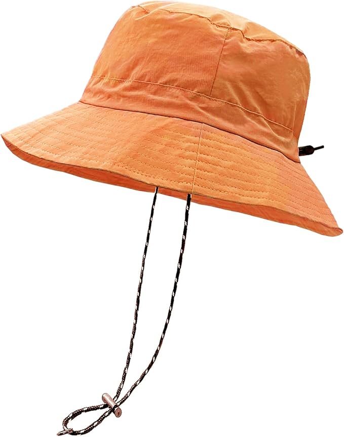 woogwin Waterproof Bucket Rain Hat with Chin Strap Quick Dry Packable Boonie Sun Hat Safari Hat UV Protection