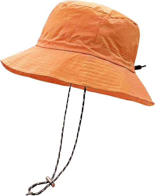 woogwin Waterproof Bucket Rain Hat with Chin Strap Quick Dry Packable Boonie Sun Hat Safari Hat UV Protection