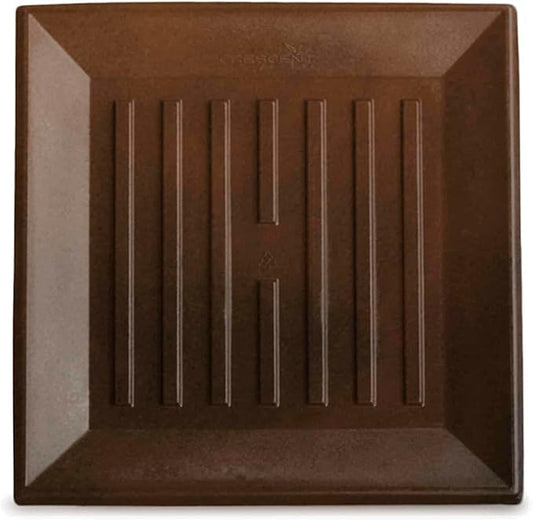 Crescent Garden Universal Square Plant Saucer, UV Resistant Durable Drip Tray for Square Planter, Heavy-Duty Plastic Drainage Dish, Indoor/Outdoor Flowerpot Saucer - 9'' Inner x 12.5" Outer (Rust)