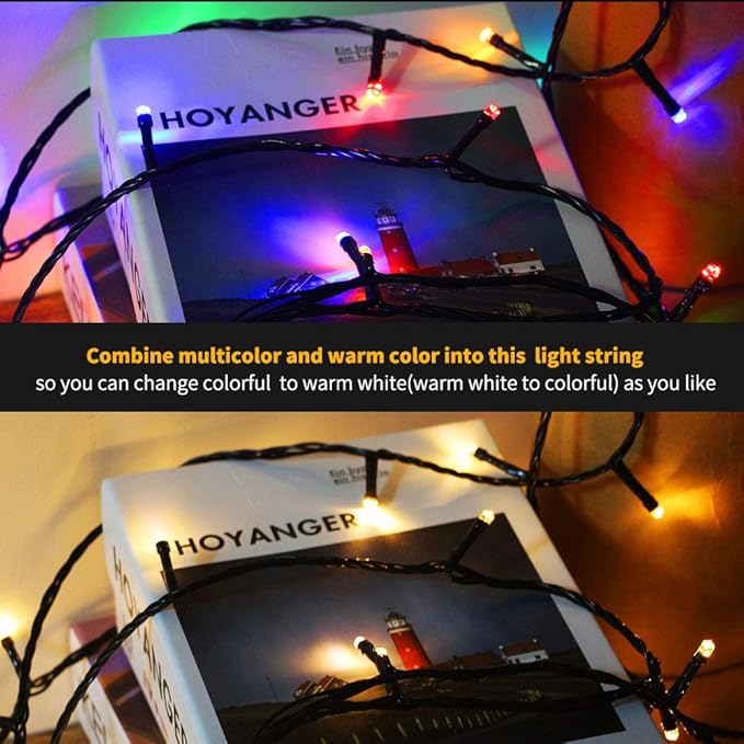Chuya 300LED Dual Color Changing Christmas Tree Lights,Warm White to Multi Color,End-to-End Plug 9 Modes,105ft Outdoor Indoor String Lights for Christmas Holidays Party Wedding Decoration