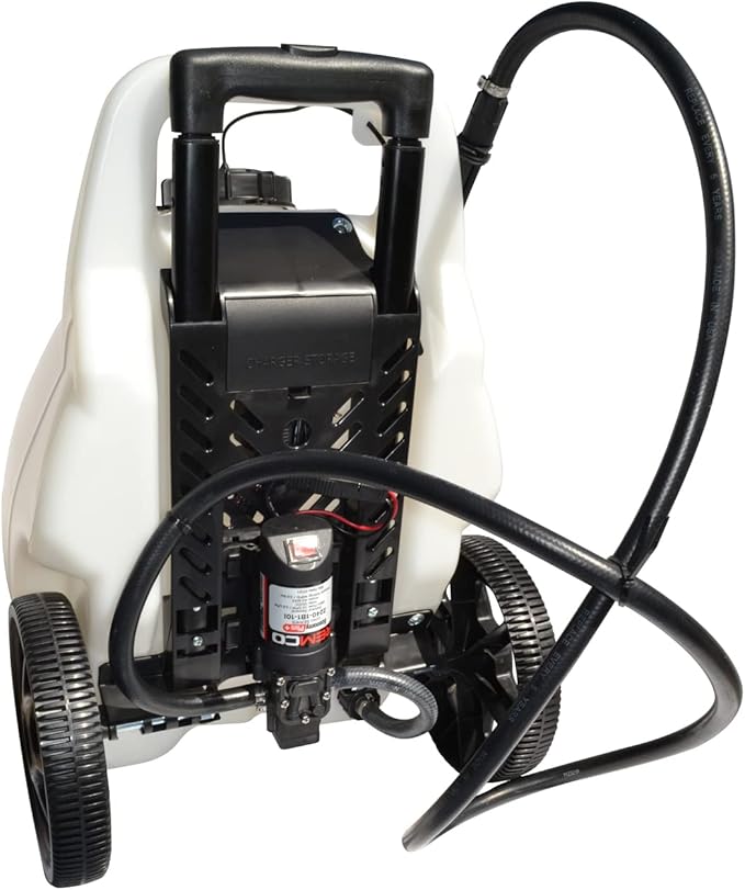 Workhorse Sprayers LG05SSG2 Rechargeable Spot Sprayer - White Portable Sprayer with Wheels, Vertical & Horizontal Stream Range, 5 Gallon Tank