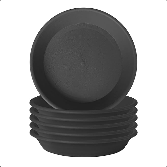 Plant Saucer 8.6 inch (6.9" at Base) Pack of 6, Thick Strong Durable Plastic Planter Water Catcher Trays for Pots Indoors Potted Flower Bottom Drainage Catch Plate Drain Drip Dish for Outdoor