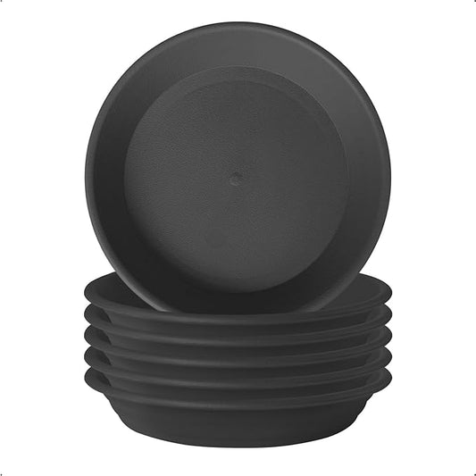 Plant Saucer 8.6 inch (6.9" at Base) Pack of 6, Thick Strong Durable Plastic Planter Water Catcher Trays for Pots Indoors Potted Flower Bottom Drainage Catch Plate Drain Drip Dish for Outdoor