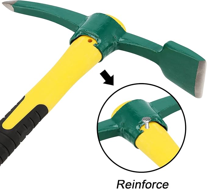 MOUYAT 23 Inch Large Pick Mattock Hoe, Garden Pick Axe Forged Steel Weeding Mattock Hoe Tool with Fiberglass Handle for Loosening Soil, Prospecting, Cultivating