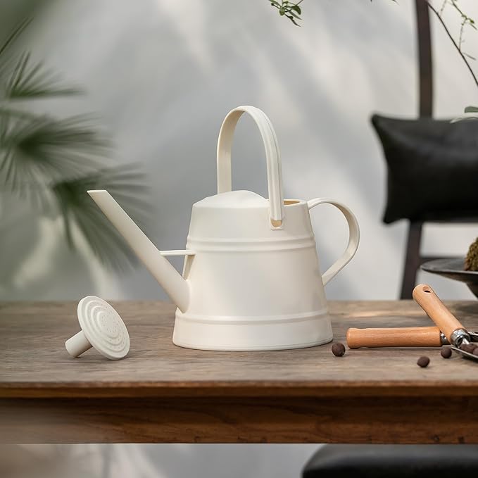 1 Gallon Watering Can for Plants, Watering Cans for Indoor&Outdoor Gardening, Water Can with Ergonomic Movable Handle (White)