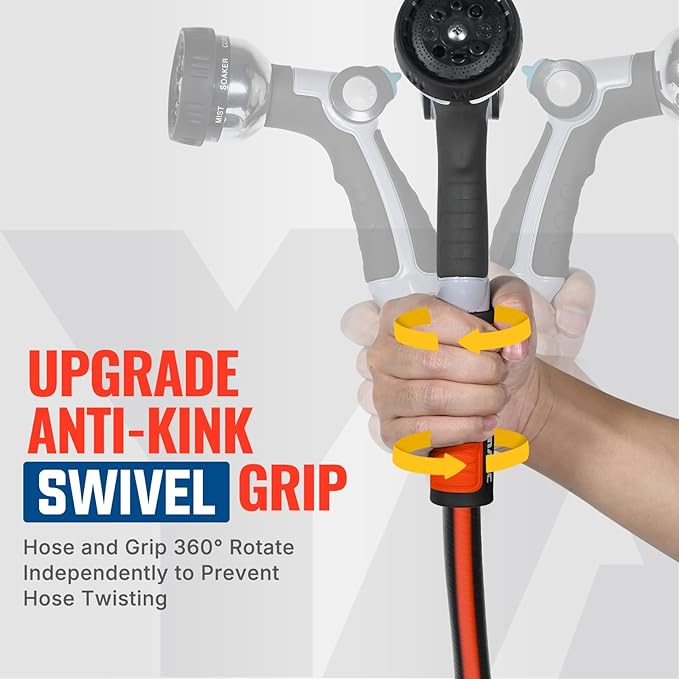 YAMATIC Short Garden Hose 3ft, 5/8" Leader Hose with Swivel Handle, Small Water Hose Extension, Solid Brass 3/4" Connection Fittings, Leak Proof for Reel, Gardening, Agriculture, Car Wash, Lawn