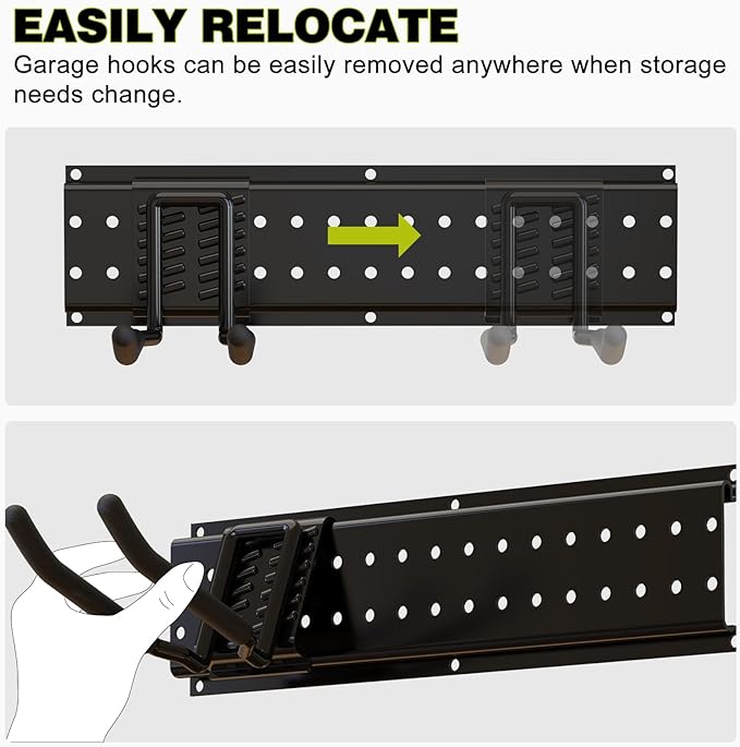 Garage Tool Organizer Wall Mount 49.5inch with 9 Hooks Ski Rack for Garden Shovel Holder Garage Wall Organizer Wall Mount Tool Holder for Rack Shovel Shed(Black)