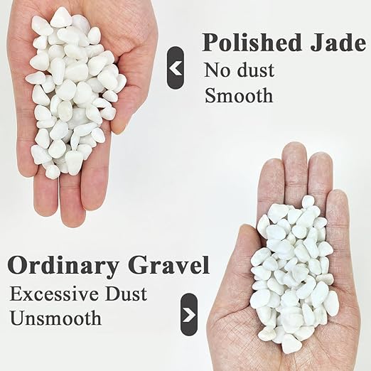 10LB Succulent and Cactus Gravel Pebbles, 3/8 Inch Natural Decorative Polished Stones, River Rocks for Plants, Vases, Aquariums, Terrarium and Outdoor Gardening, White