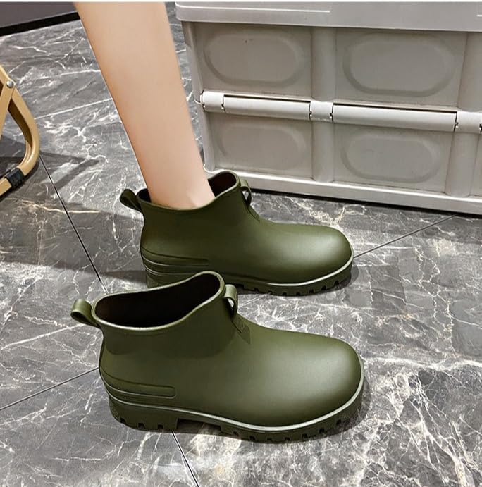 Women's Short Rain Boots Non-slip Wear-Resistant Short Boots Outdoor Work Garden Boots Fashionable Waterproof Ankle Rain Boots