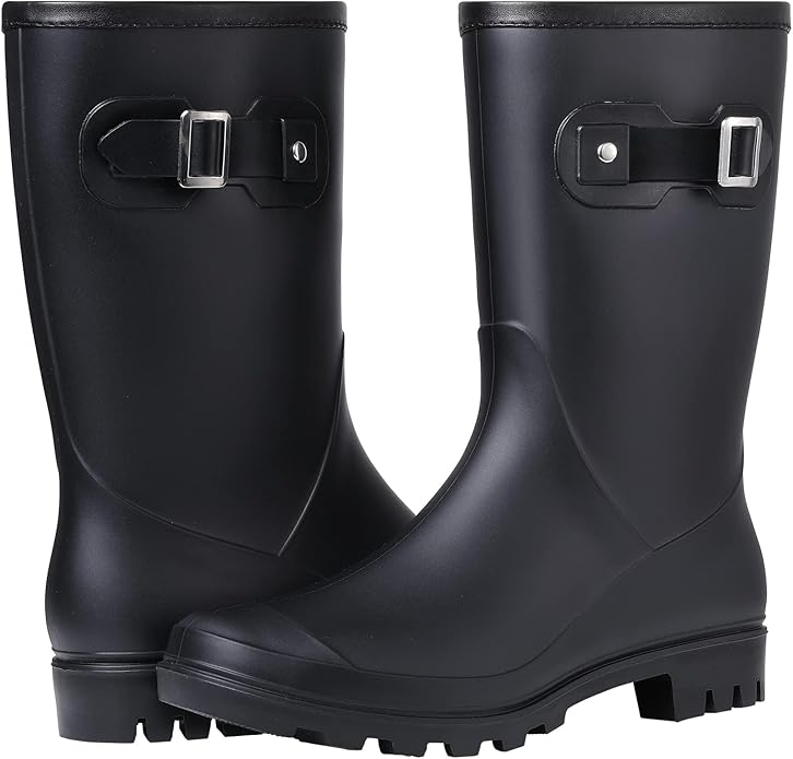 Evshine Women's Mid Calf Rain Boots Waterproof Garden Shoes