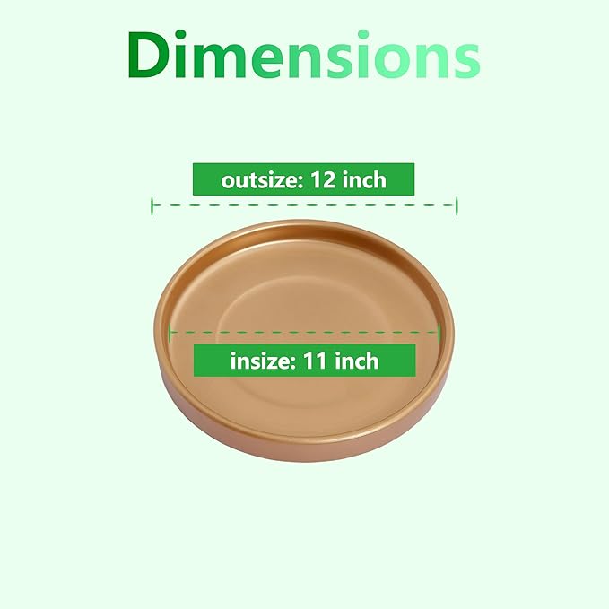 12 Inch Ceramic Saucer - Ceramic Drainage Tray for Plant Pot (Matte Gold)