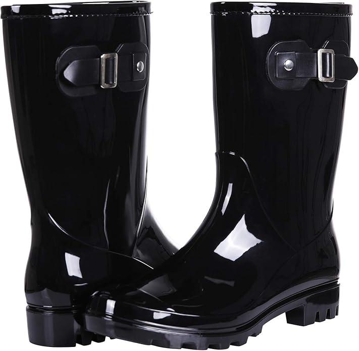 Evshine Women's Mid Calf Rain Boots Waterproof Garden Shoes