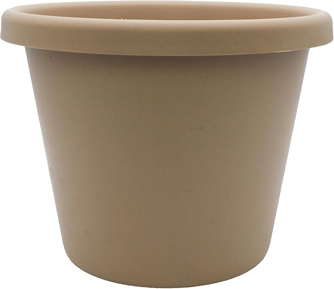 The HC Companies Classic Round Plastic Plant Pot w/Rolled Rim - Lightweight & UV Resistant Flower Pot for Herbs & More - Outdoor & Indoor Plant Pots w/Drainage (8.5 inch Sandstone, Pack of 1)