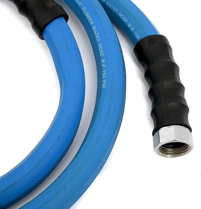 AG-LITE BSAL3406 3/4" x 06' Hot/Cold Water Rubber Garden Hose, 100% Rubber, Ultra-Light, Super Strong, 500 PSI, 50F to 190F Degrees, High Strength Polyester Braided