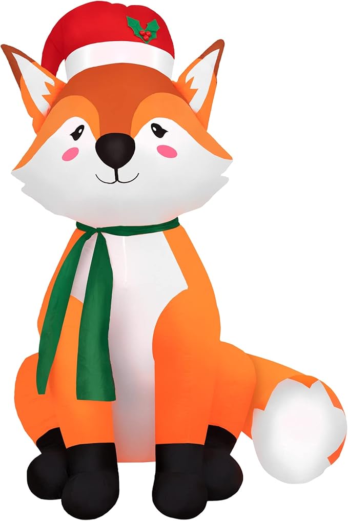 Holidayana Christmas Inflatables Large 6 ft Santa Hat Fox - Inflatable Outdoor Christmas Decorations Blow Up X-mas Decorations for Yard, Lawn & Garden Internal Lights & Built-in Fan