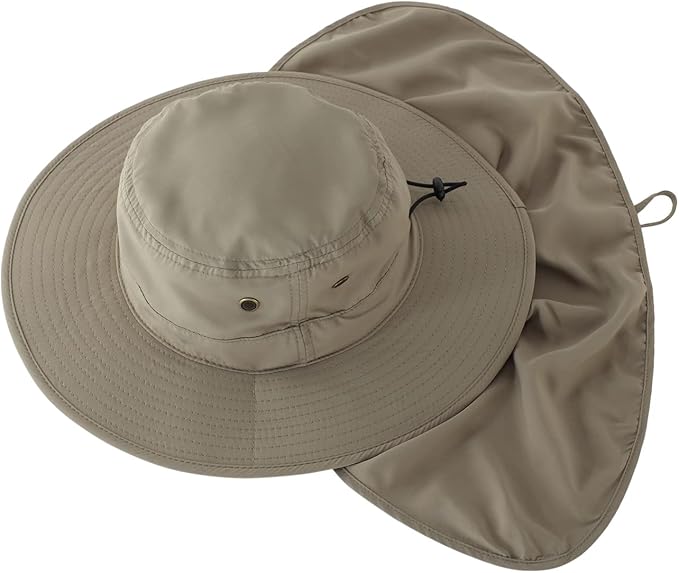 Home Prefer UPF50 Mens Sun Hat with Neck Flap Quick Dry UV Protection Cap Womens Wide Brim Fishing Hat Neck Flap Beach Garden