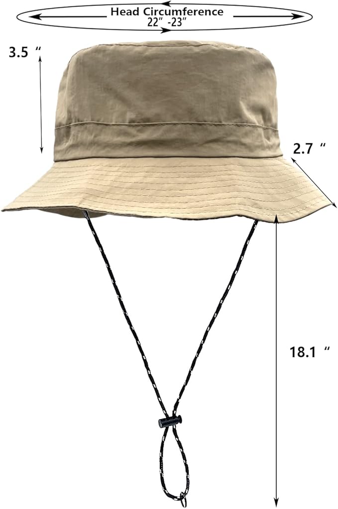 woogwin Waterproof Bucket Rain Hat with Chin Strap Quick Dry Packable Boonie Sun Hat Safari Hat UV Protection