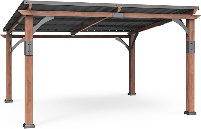 Macrout 10'x12' Outdoor Gazebo, Heavy Duty Pergola with Sloped Metal Roof and Aluminum Frame, Permanent Gazebos for Patio, Decks, Backyard, Garden, 4718 (10'x12')