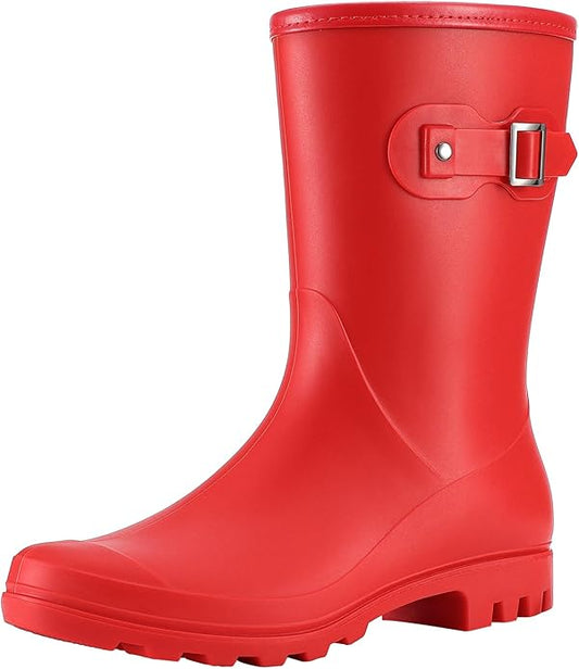 Evshine Women's Mid Calf Rain Boots Waterproof Garden Shoes