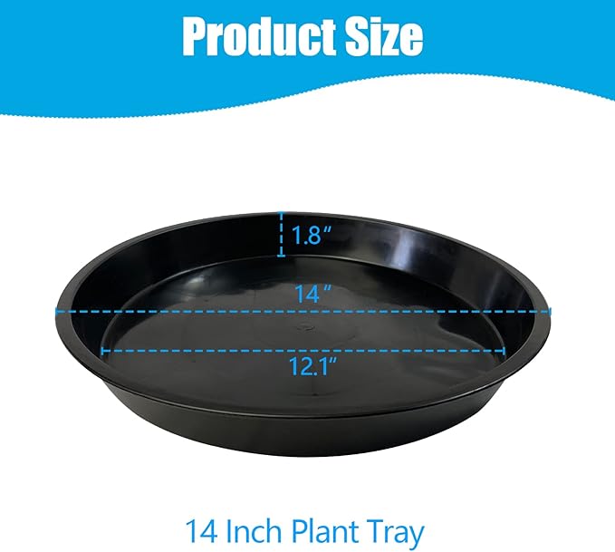 Plant Saucer 14 16 18 20 22 Inch, Heavy Duty Plant Tray for Pots, Plastic Pot Saucers for Plants, Large Drip Trays for Potted Plants, Round Water Tray for Indoors