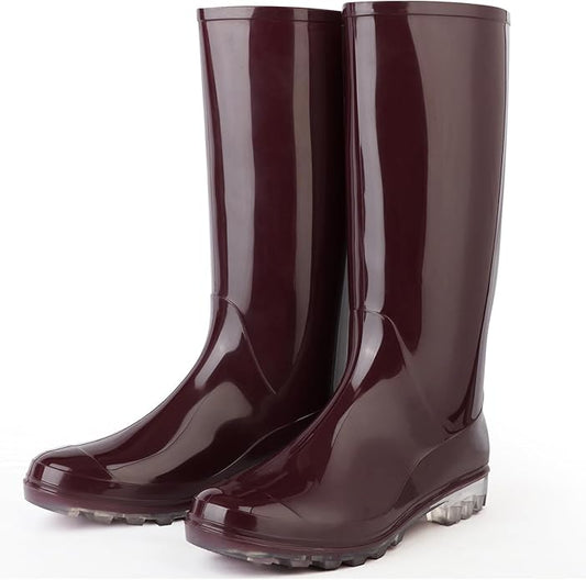 DaeRainy Tall Rain Boots for Women, Knee High Waterproof Slip On Garden Boots