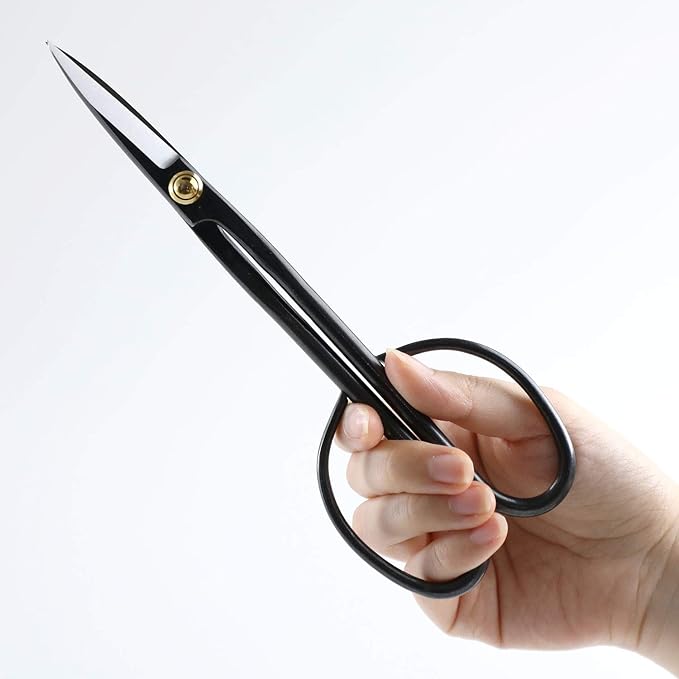 Wazakura Twig Bonsai Scissors Made in Japan 8-1/4inch(210mm), Japanese Bonsai Garden Tools, Hasami Pruning Shears - Long Handle Black
