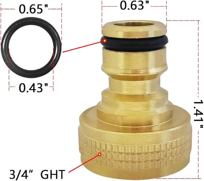 HQMPC Garden Hose Quick Connect Solid Brass Quick Connector Garden Hose Fitting Water Hose Connectors 3/4 inch GHT (2SETS)