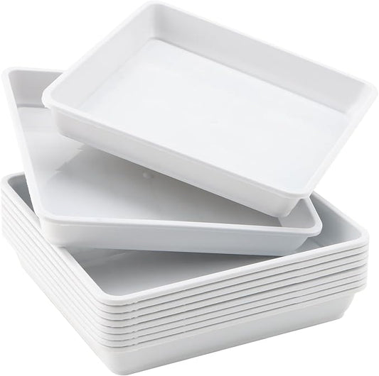 JOIKIT 10 PCS 11.4 x 11.4 Inch Square Plant Saucer, 1.6 Inch Deep Plastic Square Planter Base Bottom Pot Trays, Drip Plates for Plant Pot IndoorsOutdoor, White