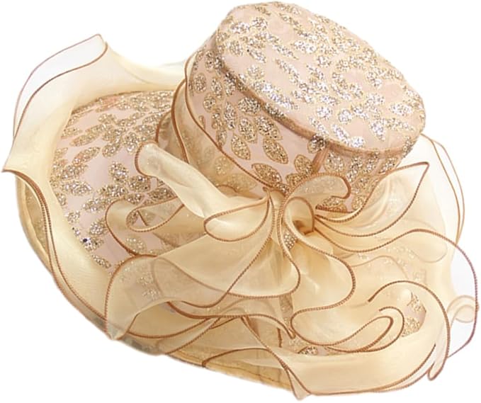 Toyvian Khaki Bloomy Sun Hat with Wide Brim for Women Lightweight Floppy Beach and Garden Hat Comfortable Summer Sun Protection for Vacation Hiking and Outdoor Parties