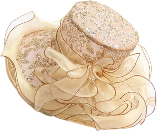 Toyvian Khaki Bloomy Sun Hat with Wide Brim for Women Lightweight Floppy Beach and Garden Hat Comfortable Summer Sun Protection for Vacation Hiking and Outdoor Parties