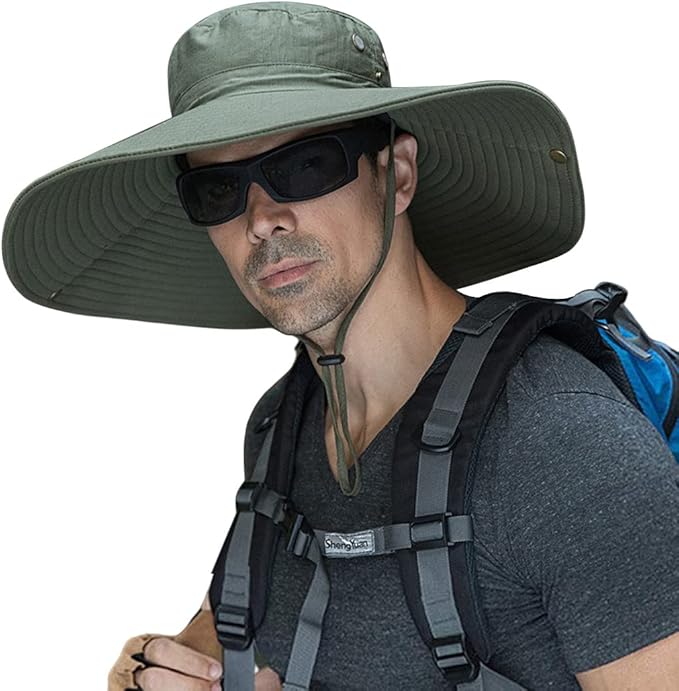 HUAMULAN 6" Super Wide Brim Sun Hats, Men and Women Bucket Hat for Fishing Hiking Garden Lawn Work Safari Camping Outdoor