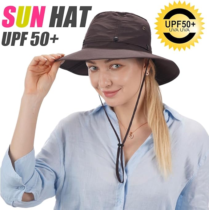 USHAKE Head Net Hat, Safari Hat Sun Hat Bucket Hat with Hidden Net Mesh