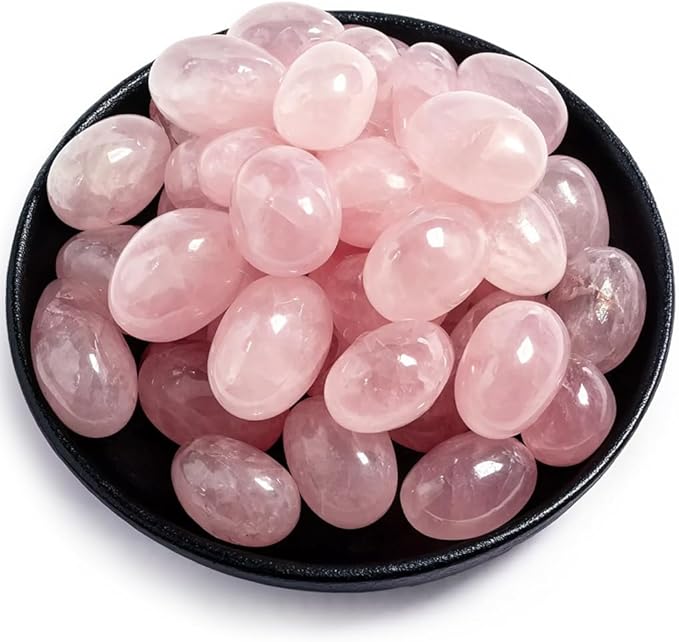 Polished Stone Set Rose Quartz Crystals, 0.8" Handpicked Tumbled Gemstones Rocks, Pebbles for Reiki, Chakra, Healing, Home Decor