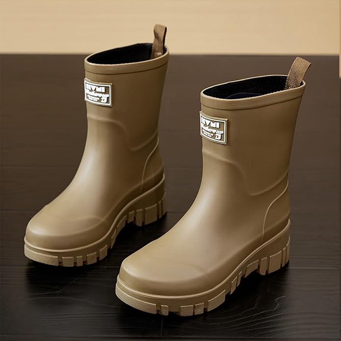 Nutropa Waterproof Mid Calf Women Rain Boots Lightweight Comfortable Wide Calf Garden Shoes