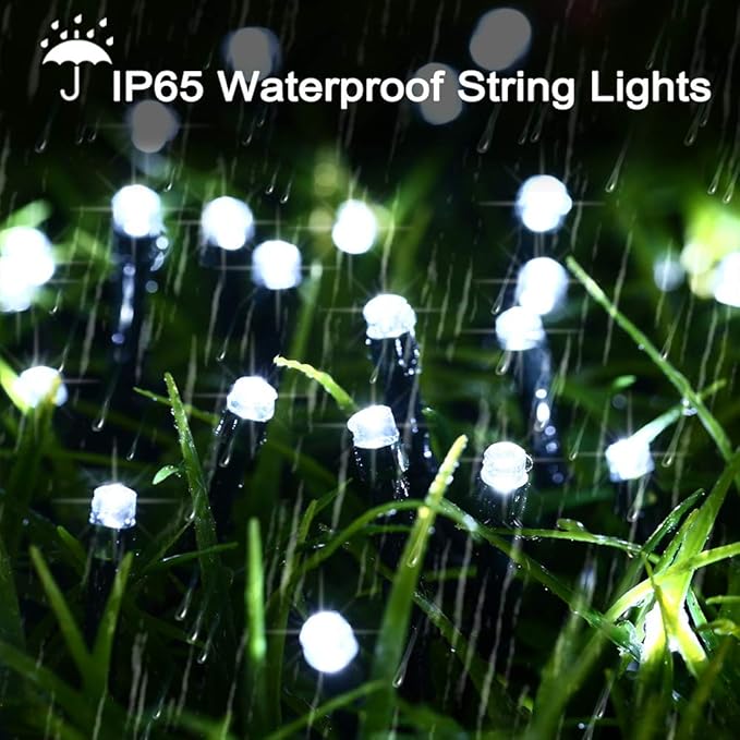 LYHOPE Christmas Lights, 200 LED 72ft 8 Modes Battery Operated Waterproof Fairy Christmas String Lights for Outdoor & Indoor, Patio, Lawn, Landscape, Garden, Wedding, Holiday (Cool White)