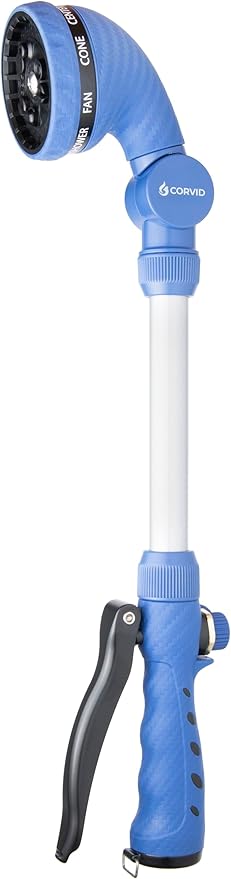 3-Pack Corvid 16" Turret Head 9-Pattern Front Trigger Garden Wand with Carbon Fiber Texture – Versatile Spray Nozzle for Precise Watering, Cleaning, and Easy Control with Ergonomic Grip