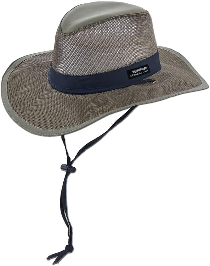 Mesh Crown Safari Men's Sun Hat, 3" Brim, Adjustable Chin Cord, UPF (SPF) 50+ Sunhat Protection